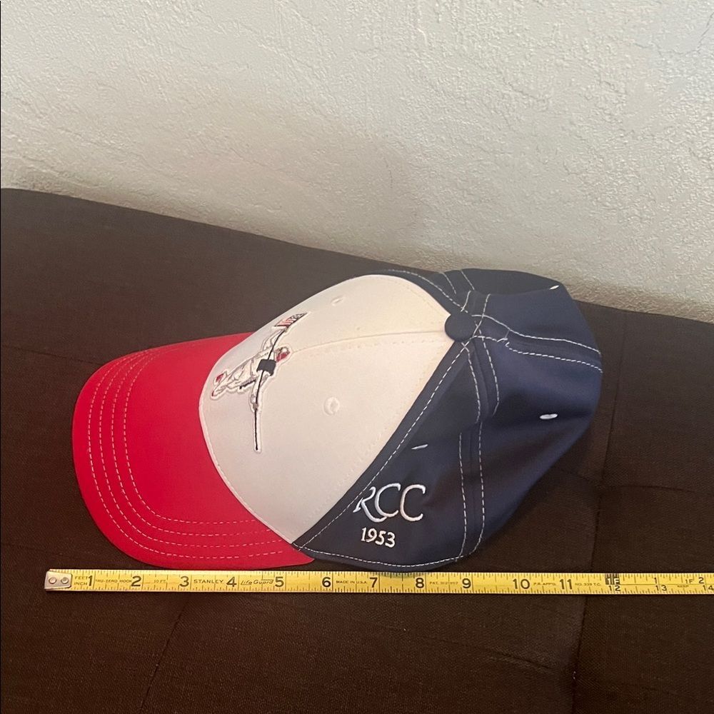 #1063+Unisex Red and White Baseball Cap W/ Embroidered Design - Picture 6 of 8